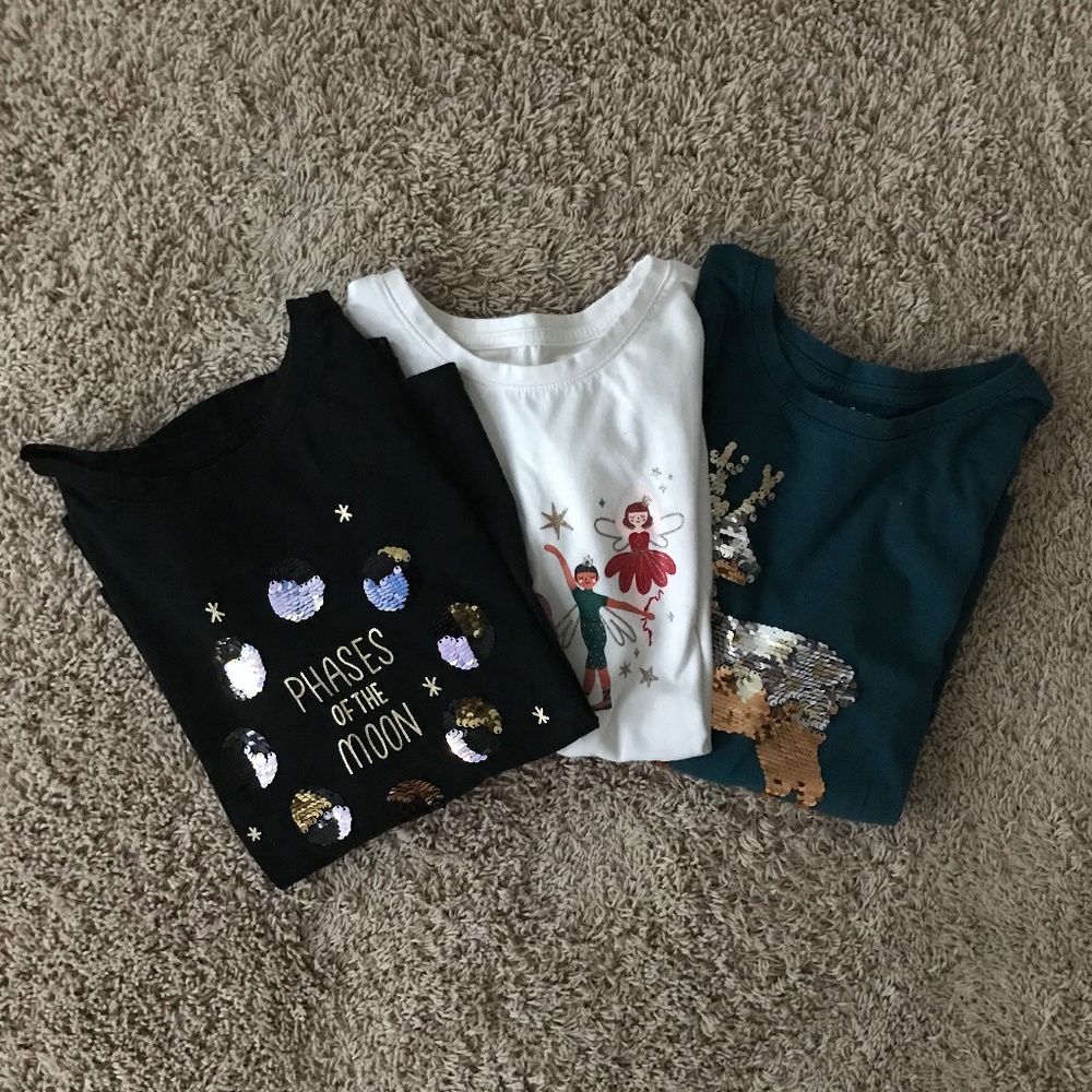Three Cat&Jack L 10-12 Graphic Long Sleeves T-Shirt Bundle